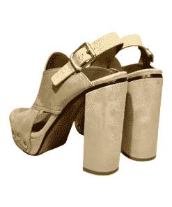 CHLOE Buckle Suede Platform Sandal Heel in Sand 3