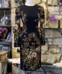 DOLCE GABBANA Long Sleeve Fall Floral Dress in Black 2