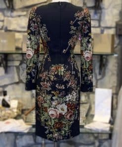 DOLCE GABBANA Long Sleeve Fall Floral Dress in Black 3
