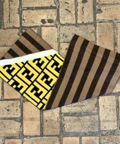 FENDI Zucca Striped Scarf in Yellow Black and Brown 1