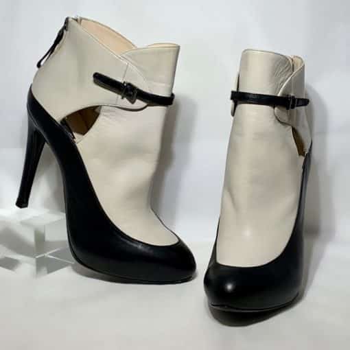 GIORGIO ARMANI Contrast Booties in Black and Ivory 1