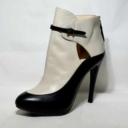 GIORGIO ARMANI Contrast Booties in Black and Ivory 2
