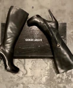 GIORGIO ARMANI Knee High Leather Boots in Black