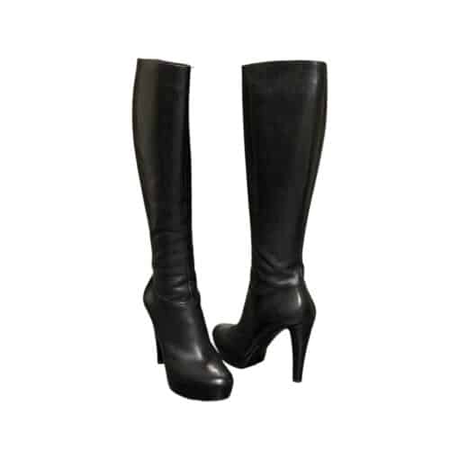 GIORGIO ARMANI Knee High Leather Boots in Black 3