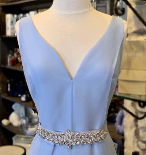 HALSTON Skylark Crystal Belt Gown in Ice Blue 2