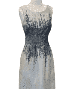 LELA ROSE Sleeveless Embroidered Dress in Dove Gray and Black6 3
