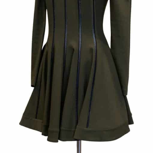 PLEIN SUD Leather Striped Mini Dress in Olive Green Black 3