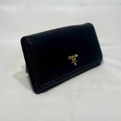 PRADA Continental Wallet in Black Leather 1