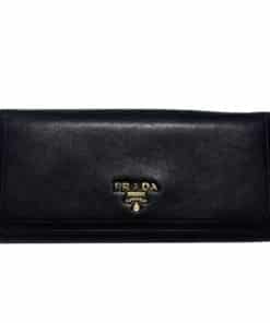 PRADA Continental Wallet in Black Leather