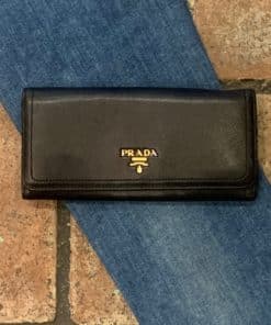 PRADA Continental Wallet in Black Leather 4