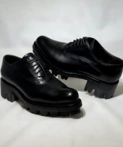 PRADA Lug Sole Lace Up Shoes in Black