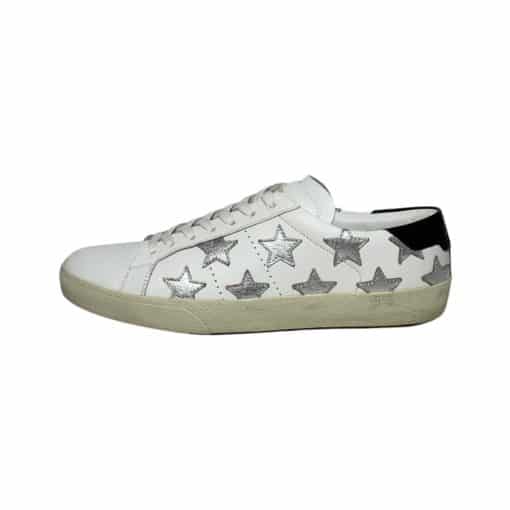 SAINT LAURENT Star Sneakers in White Silver 1