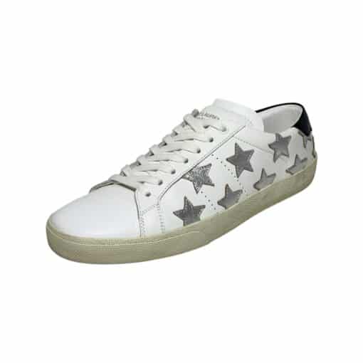 SAINT LAURENT Star Sneakers in White Silver 2