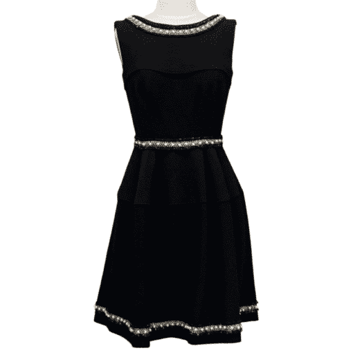 TALBOT RUNHOF Pearl Fit and Flare Dress in Black 1
