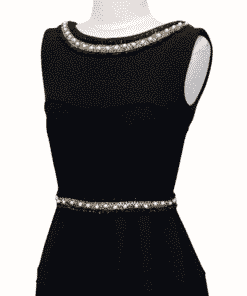 TALBOT RUNHOF Pearl Fit and Flare Dress in Black 2