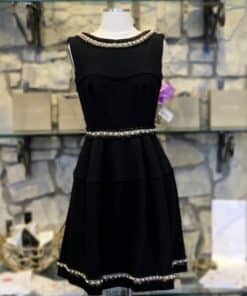 TALBOT RUNHOF Pearl Fit and Flare Dress in Black