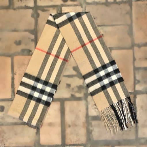 BURBERRY Cashmere Check Scarf in Tan and Black 2