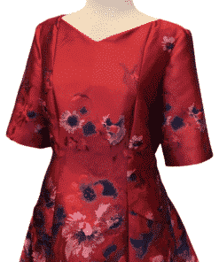 CAROLINA HERRERA Floral Print Dress in Ruby 2