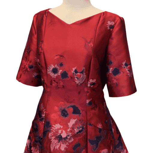CAROLINA HERRERA Floral Print Dress in Ruby 2