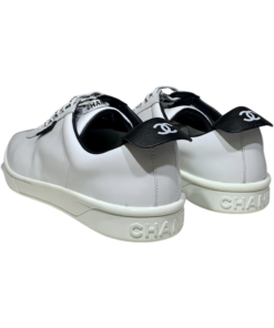 CHANEL CC Leather Sneakers in White (40.5) 7