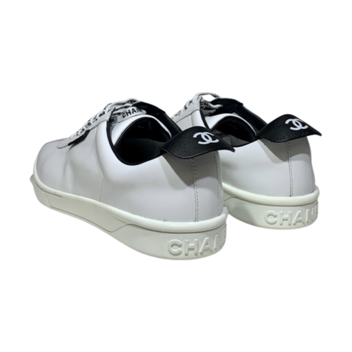 CHANEL CC Leather Sneakers in White (40.5) 2