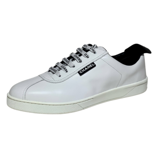 CHANEL CC Leather Sneakers in White (40.5) 5