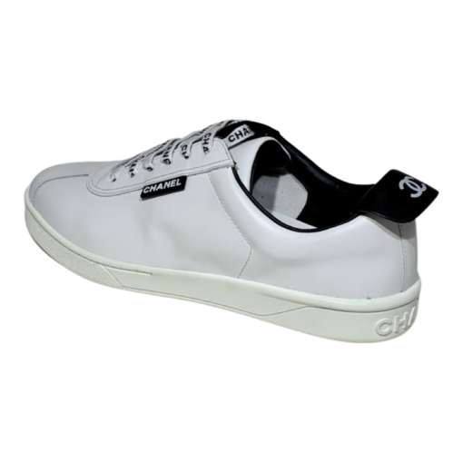 CHANEL CC Leather Sneakers in White (40.5) 6
