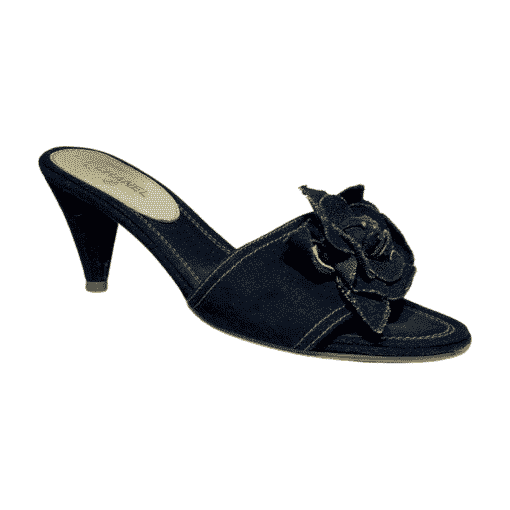 CHANEL Denim Camellia Sandal Heel 4