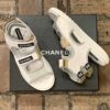 CHANEL Diamond Stitch Sandal in White, Gold & Navy (40.5) 11