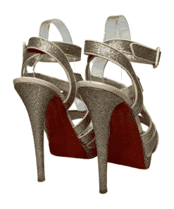 CHRISTIAN LOUBOUTIN Straratata Strappy Platform Sandals in Silver Glitter 1