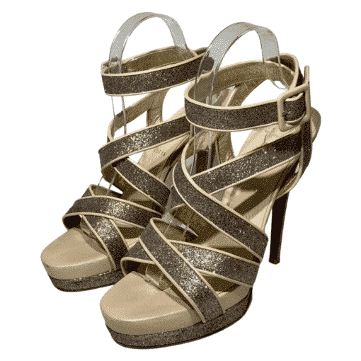 CHRISTIAN LOUBOUTIN Straratata Strappy Platform Sandals in Silver Glitter 2