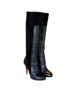 CHRISTIAN LOUBOUTIN Suede Panel Leather Boots in Black 39.5 3