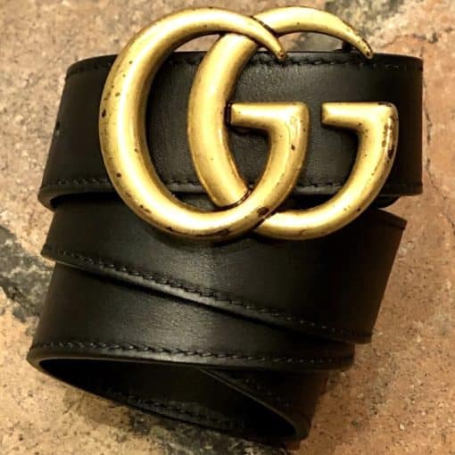 GUCCI GG Marmont Thin Leather Belt in Black 3