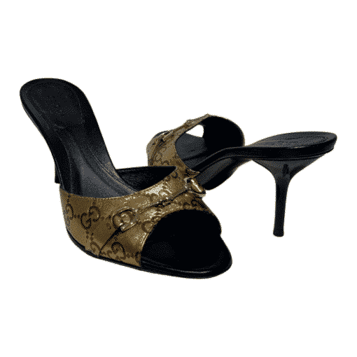GUCCI Guccissima Horsebit Sandal Heel in Gold 1