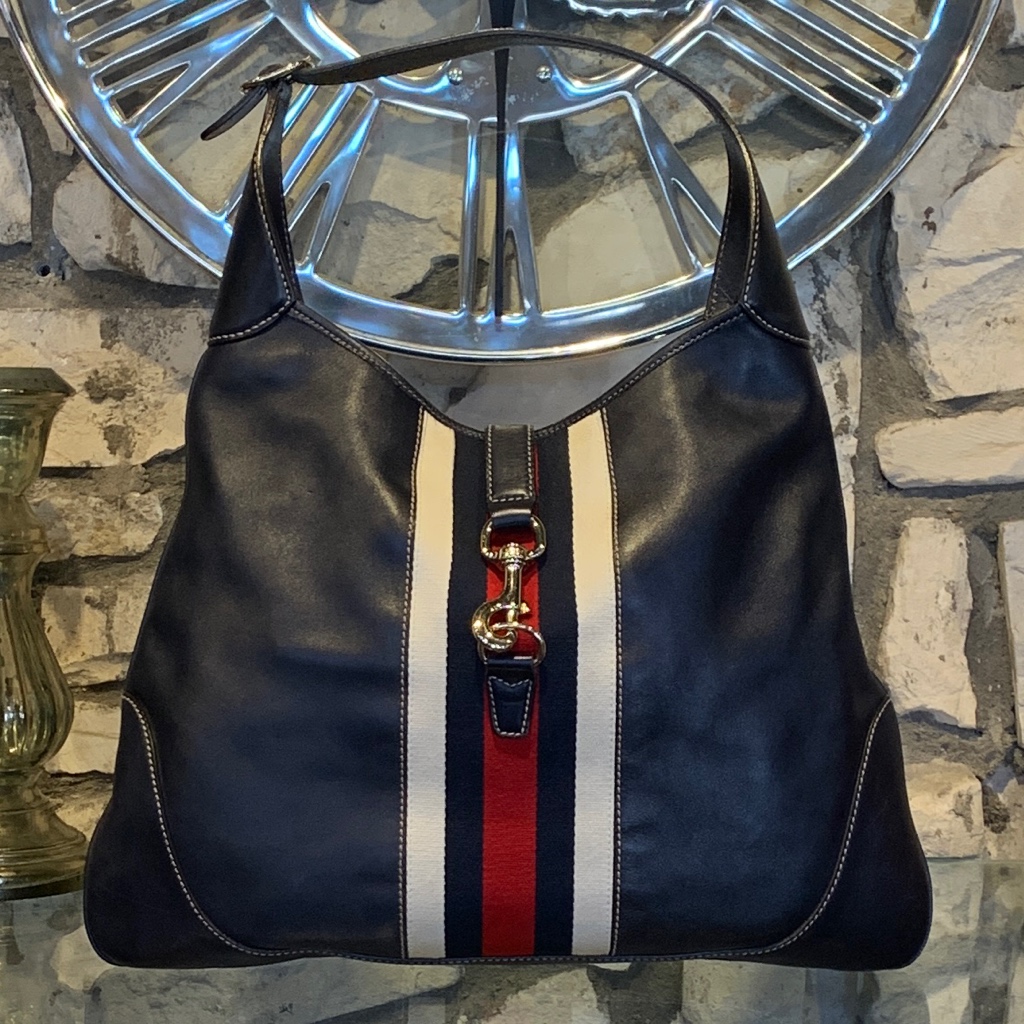 GUCCI Jackie O Bouvier Large Shoulder Bag in Navy, Red & White - More Than  You Can Imagine