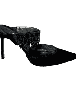 MANOLO BLAHNIK Jewel Satin Sandal Heel in Black 3