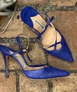 MANOLO BLAHNIK Slingback Sandal Heel in Cobalt Blue