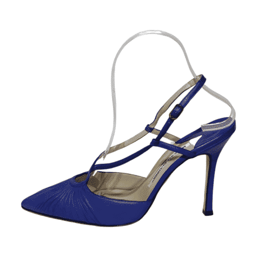 MANOLO BLAHNIK Slingback Sandal Heel in Cobalt Blue 3