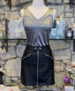 RAG BONE Zip Leather Skirt in Black 1