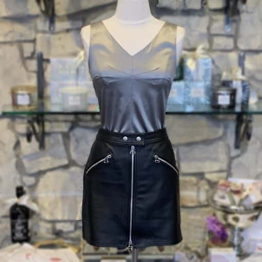 RAG BONE Zip Leather Skirt in Black 1