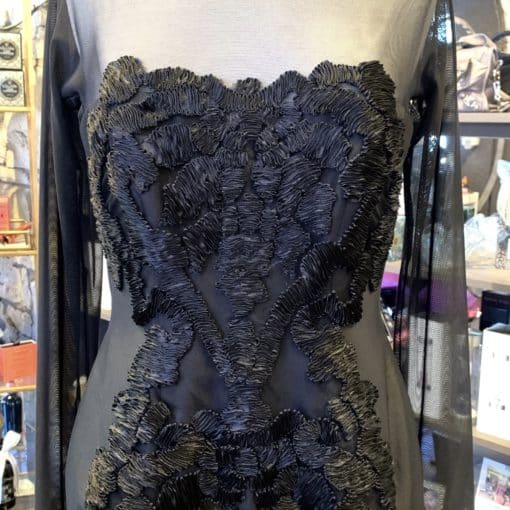 ROMONA KEVEZA Embroidered Gown in Black 3