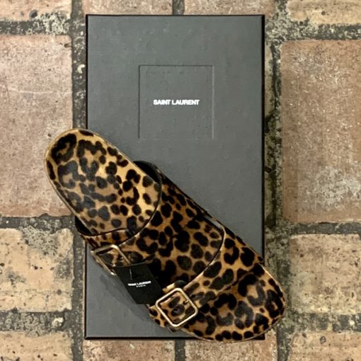 SAINT LAURENT Jimmy Flat Sandals in Leopard (41) 1