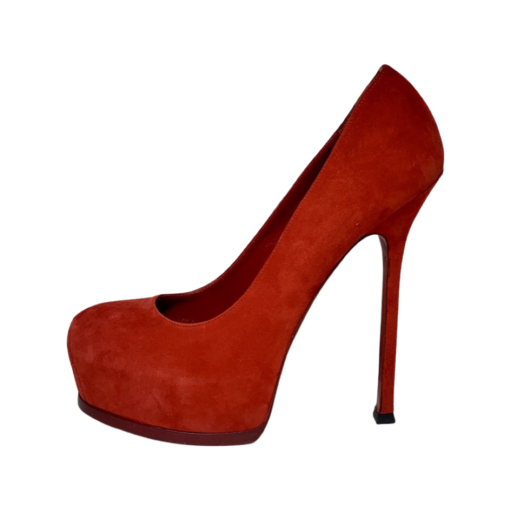 SAINT LAURENT Tribtoo Pumps in Red Suede Leather 41 (Fits Size 10) 2