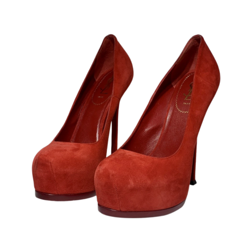 SAINT LAURENT Tribtoo Pumps in Red Suede Leather 41 (Fits Size 10) 4