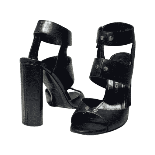 TOM FORD Block Heel Sandal in Black Leather 1