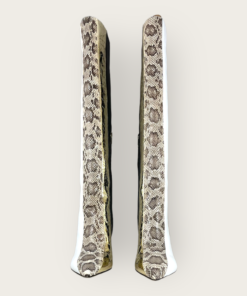 SERGIO ROSSI Metallic Exotic Boots in Ivory, Gold, Black and Animal Print  12