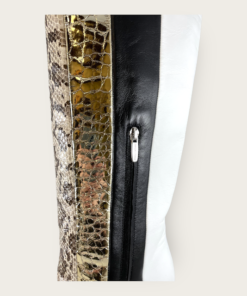 SERGIO ROSSI Metallic Exotic Boots in Ivory, Gold, Black and Animal Print  16