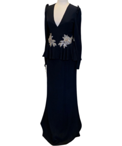 ALEXANDER MCQUEEN Crystal Flower Gown in Black (10) 9
