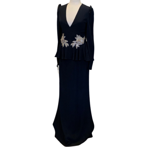 ALEXANDER MCQUEEN Crystal Flower Gown in Black (10) 5