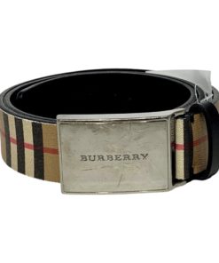 BURBERRY Check Belt in Tan 90/36 6